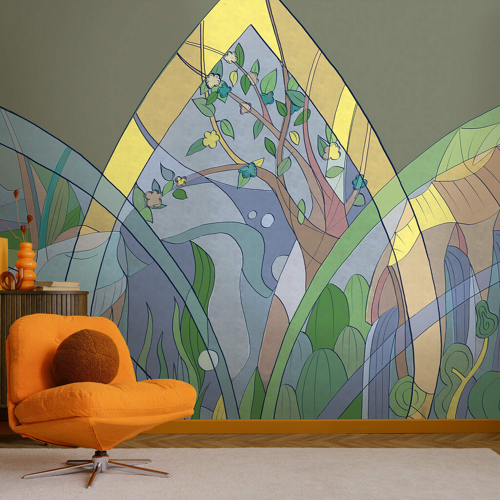 Arte colorida de árvores e plantas Arte colorida de árvores e plantas