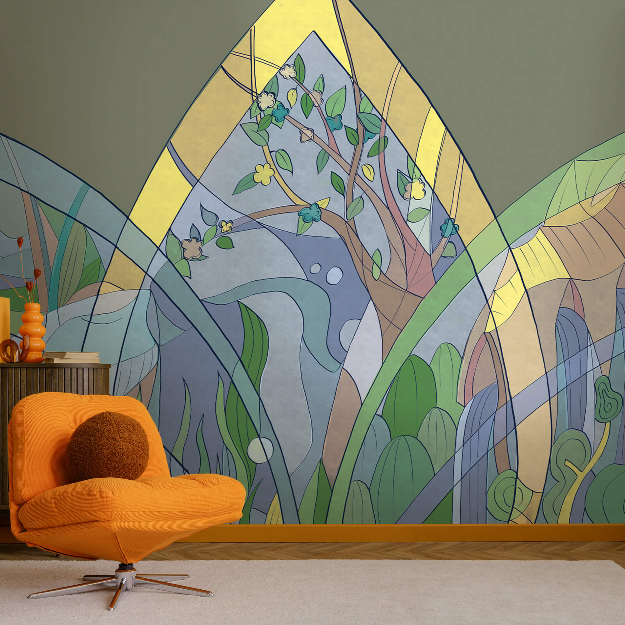 Arte colorida de árvores e plantas Arte colorida de árvores e plantas
