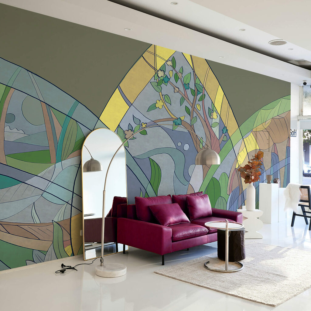 Arte colorida de árvores e plantas Arte colorida de árvores e plantas