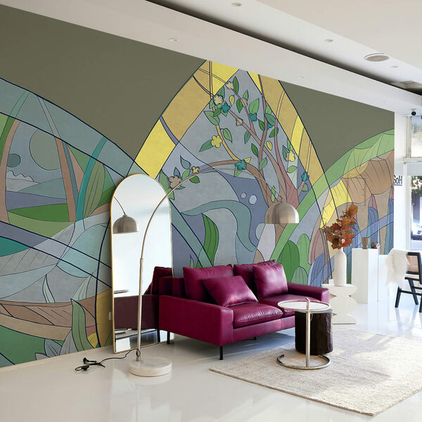 Arte colorida de árvores e plantas Arte colorida de árvores e plantas