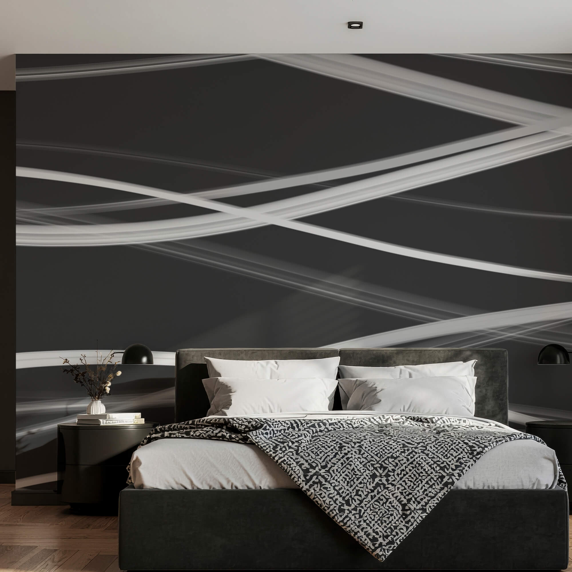 Linhas brancas sobre um fundo preto