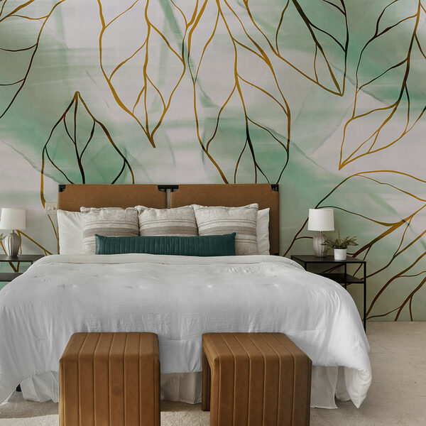 Padrão de folhas num tecido