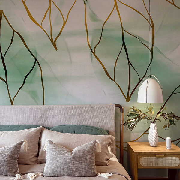 Padrão de folhas num tecido