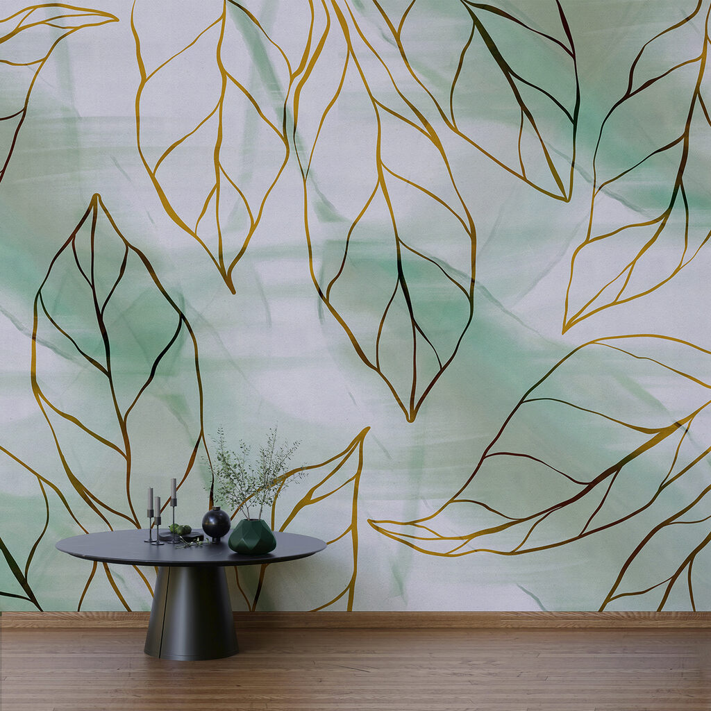 Padrão de folhas num tecido