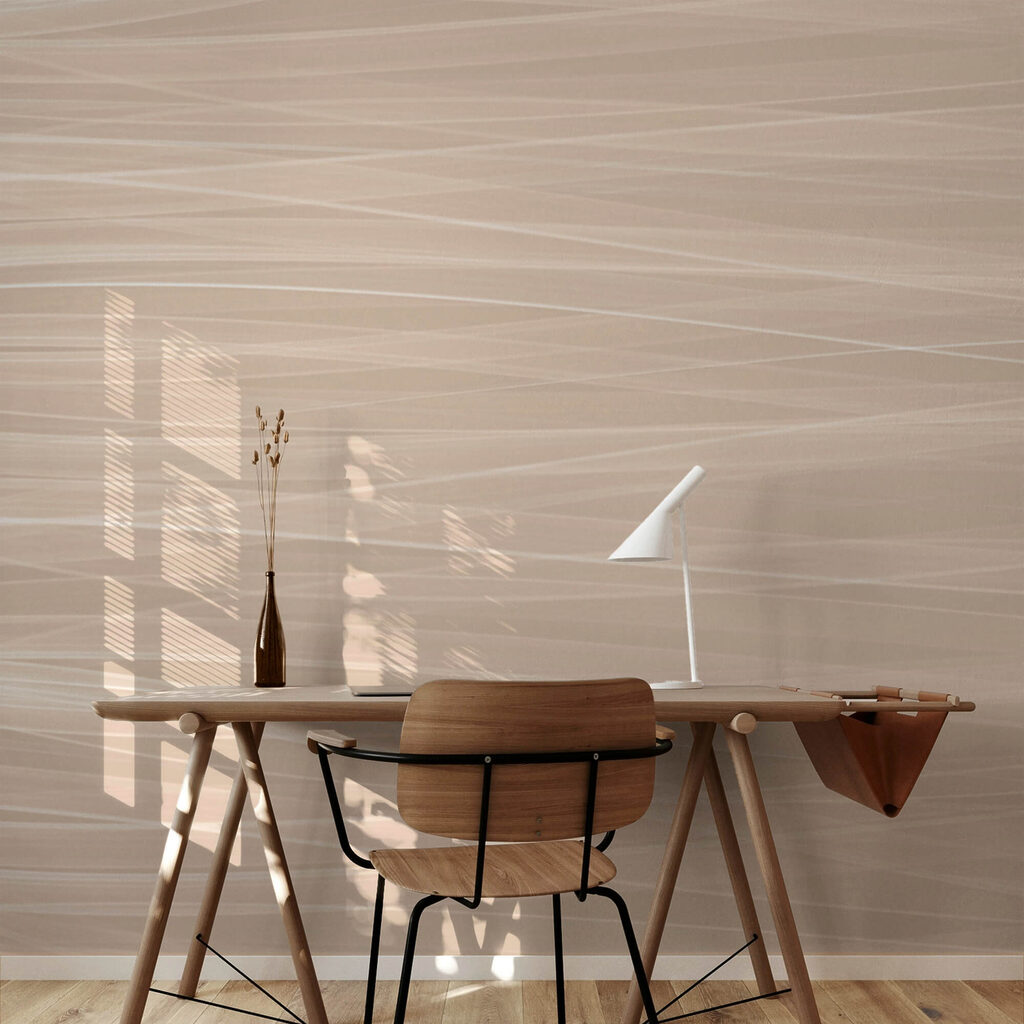 Linhas brancas numa superfície bege