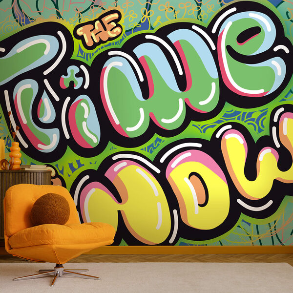 Graffiti colorido sobre um fundo verde Graffiti colorido sobre um fundo verde