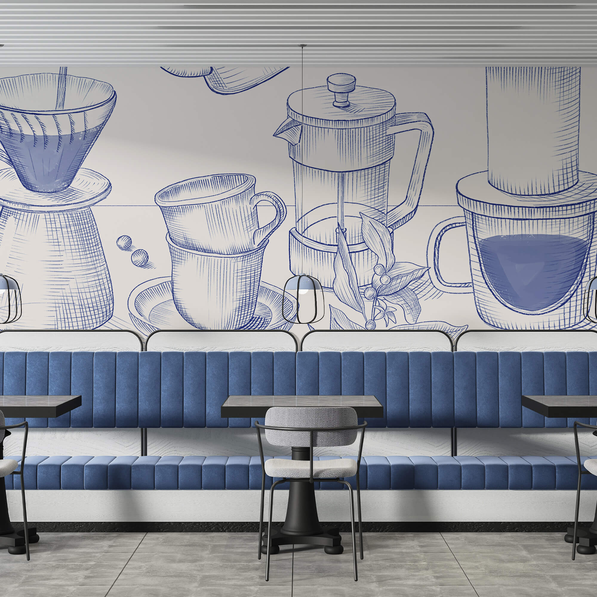 Desenho do processo de preparação do café Desenho do processo de preparação do café