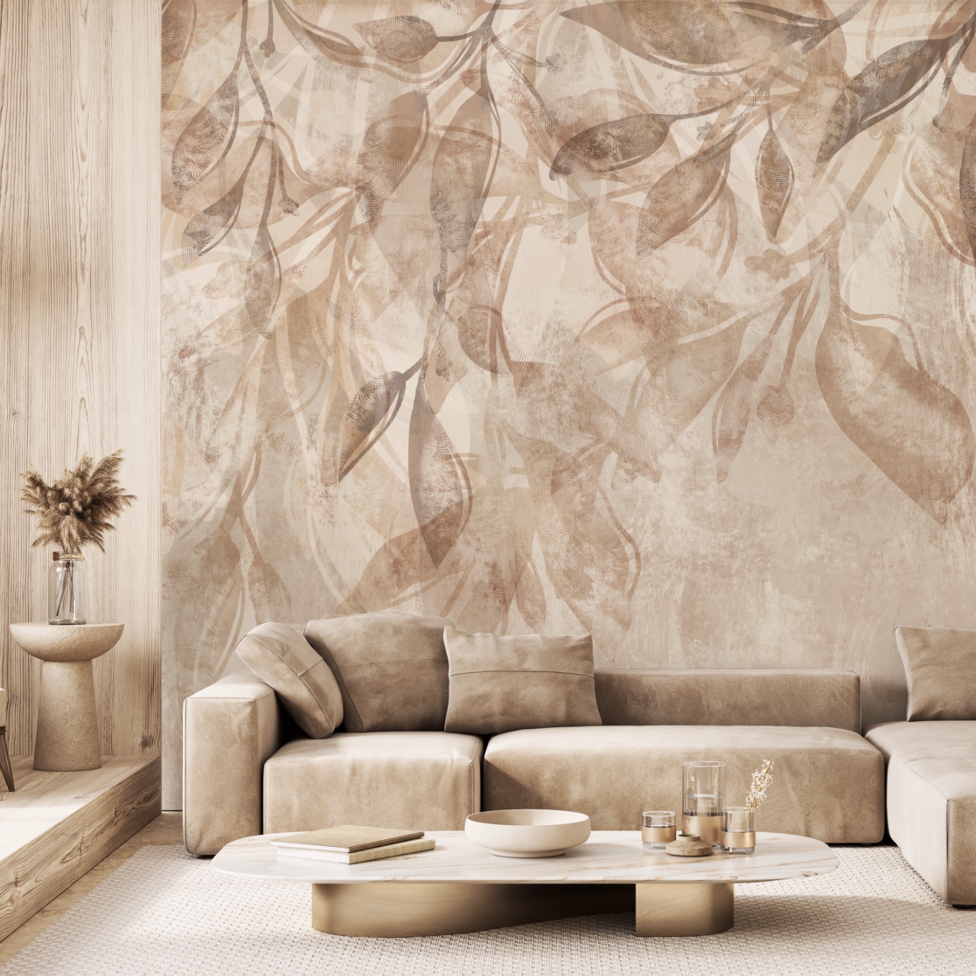 Folhas delicadas em tons suaves