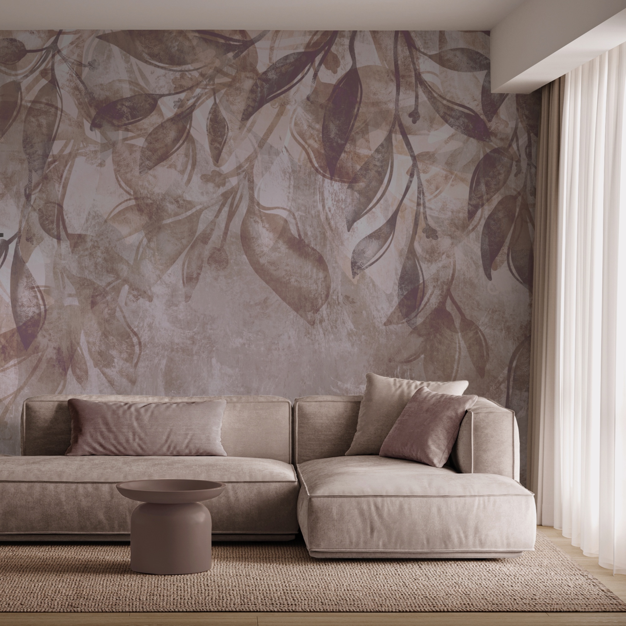 Folhas flutuando em tons suaves