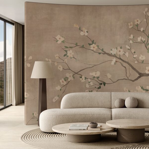 Ramo de árvore com flores brancas