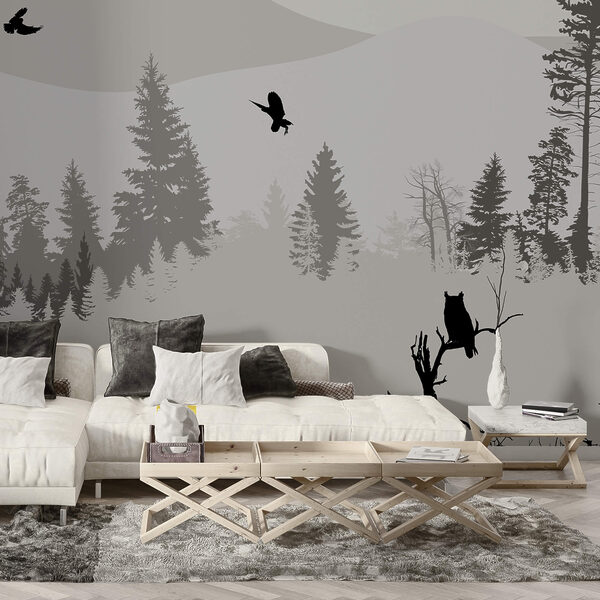 Pássaros a voar sobre uma montanha de neve