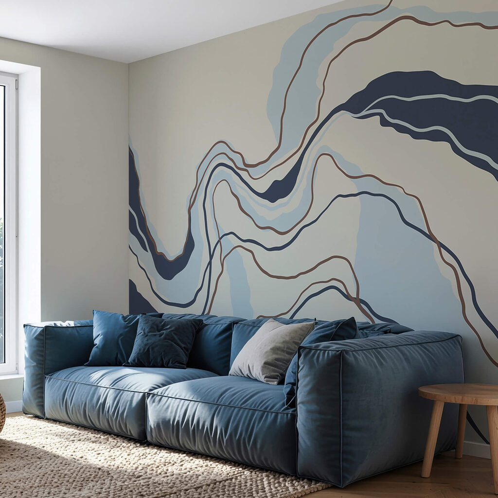 Linhas fluidas em tons serenos