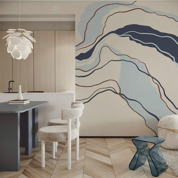 Linhas fluidas em tons serenos