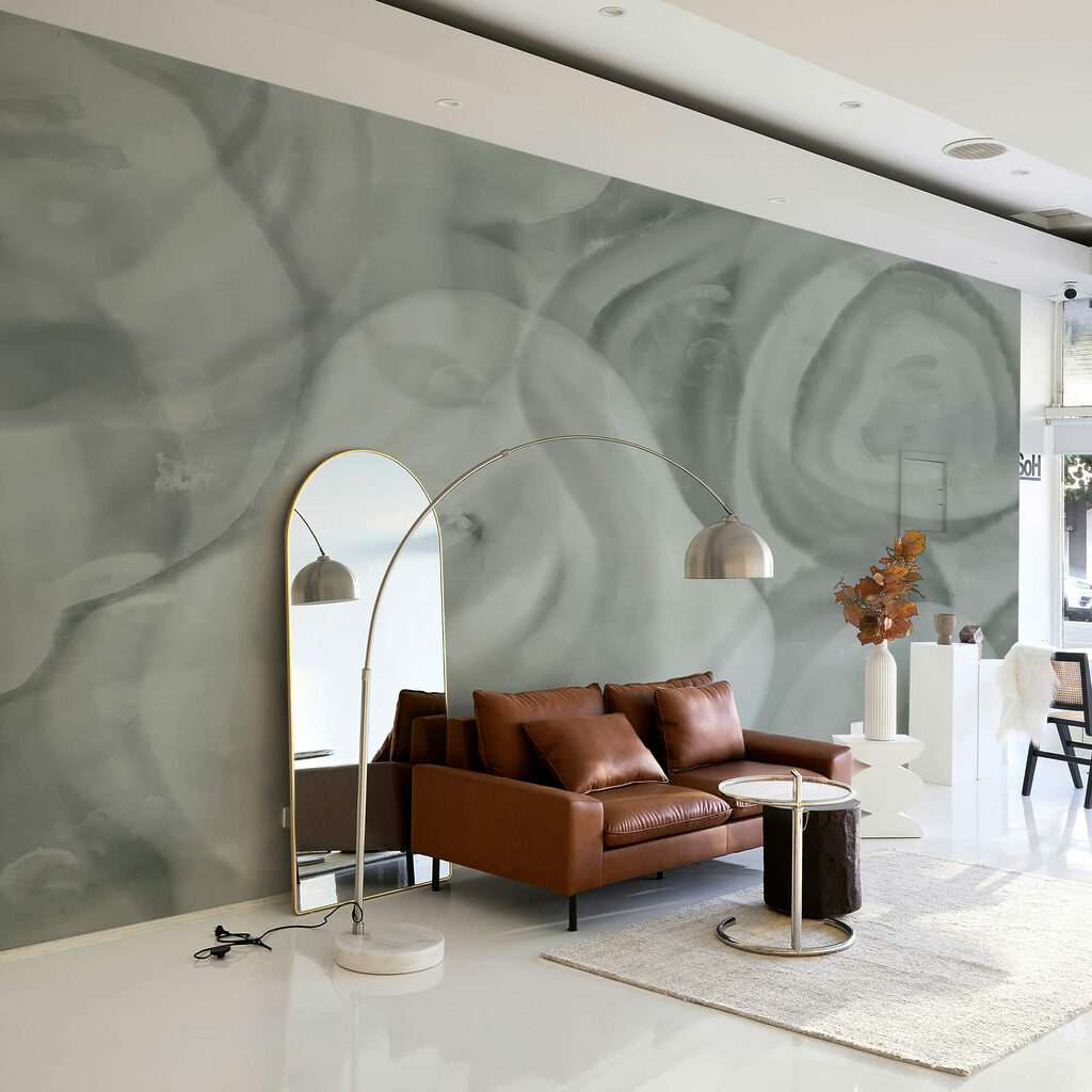 Formas suaves e ondulantes em tons delicados