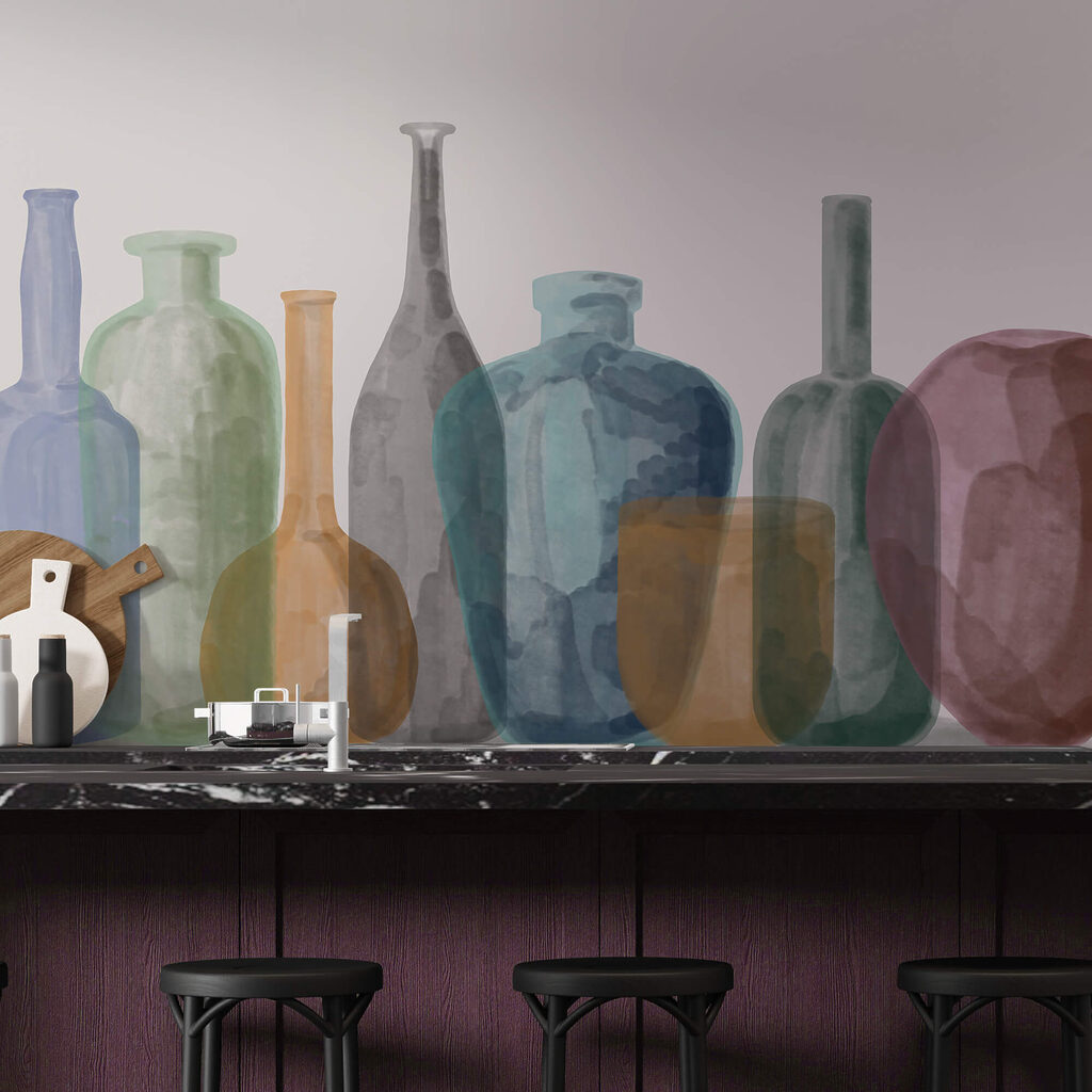 Grupo de garrafas de vidro