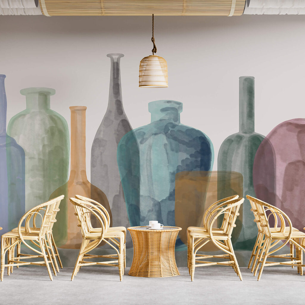 Grupo de garrafas de vidro