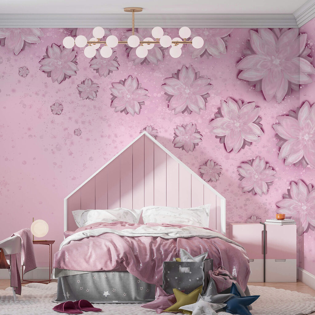 Fundo rosa com flores