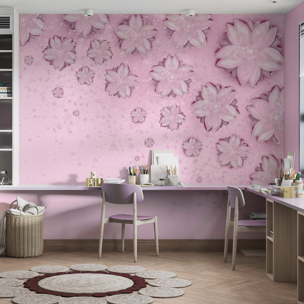 Fundo rosa com flores