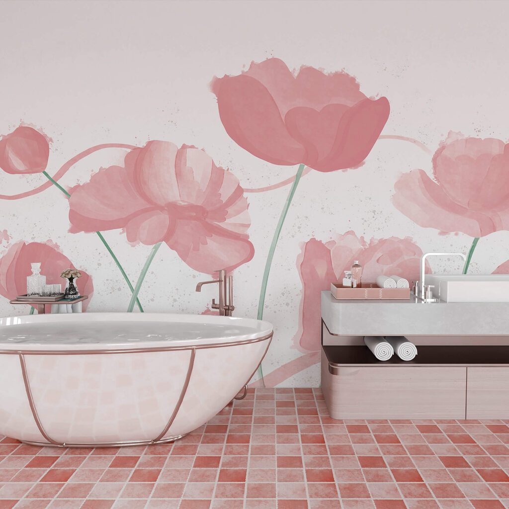 Flores rosa suave em movimento delicado