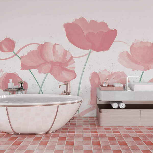 Flores rosa suave em movimento delicado