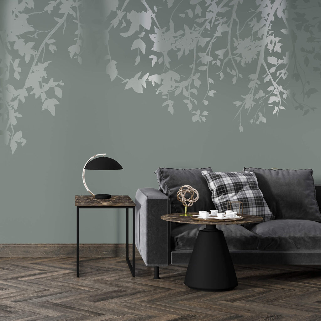 Galhos de árvores com folhas