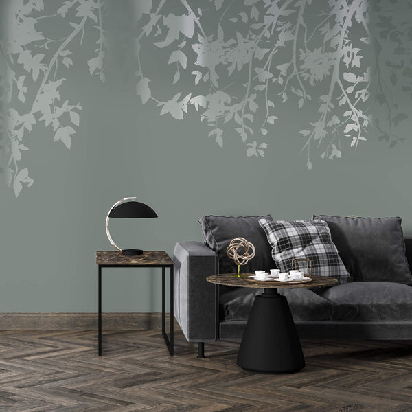 Galhos de árvores com folhas