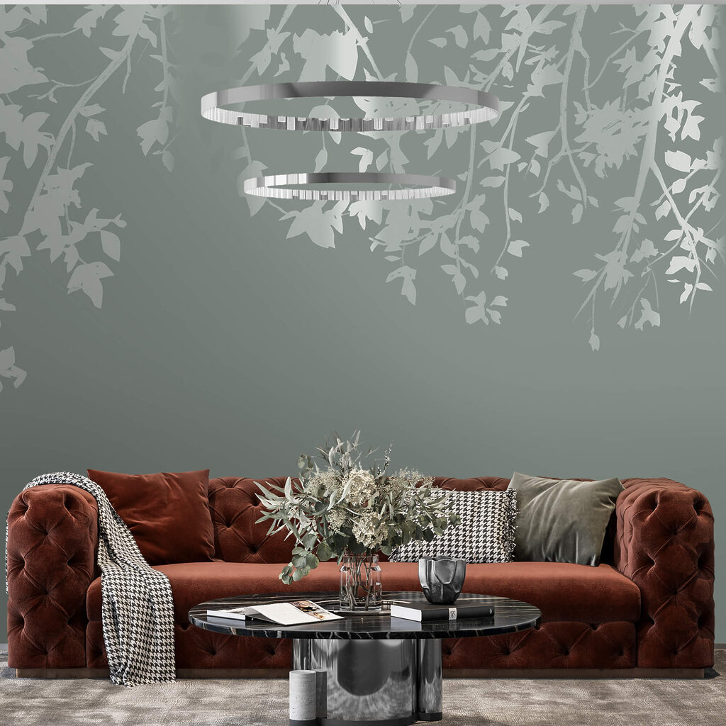 Galhos de árvores com folhas