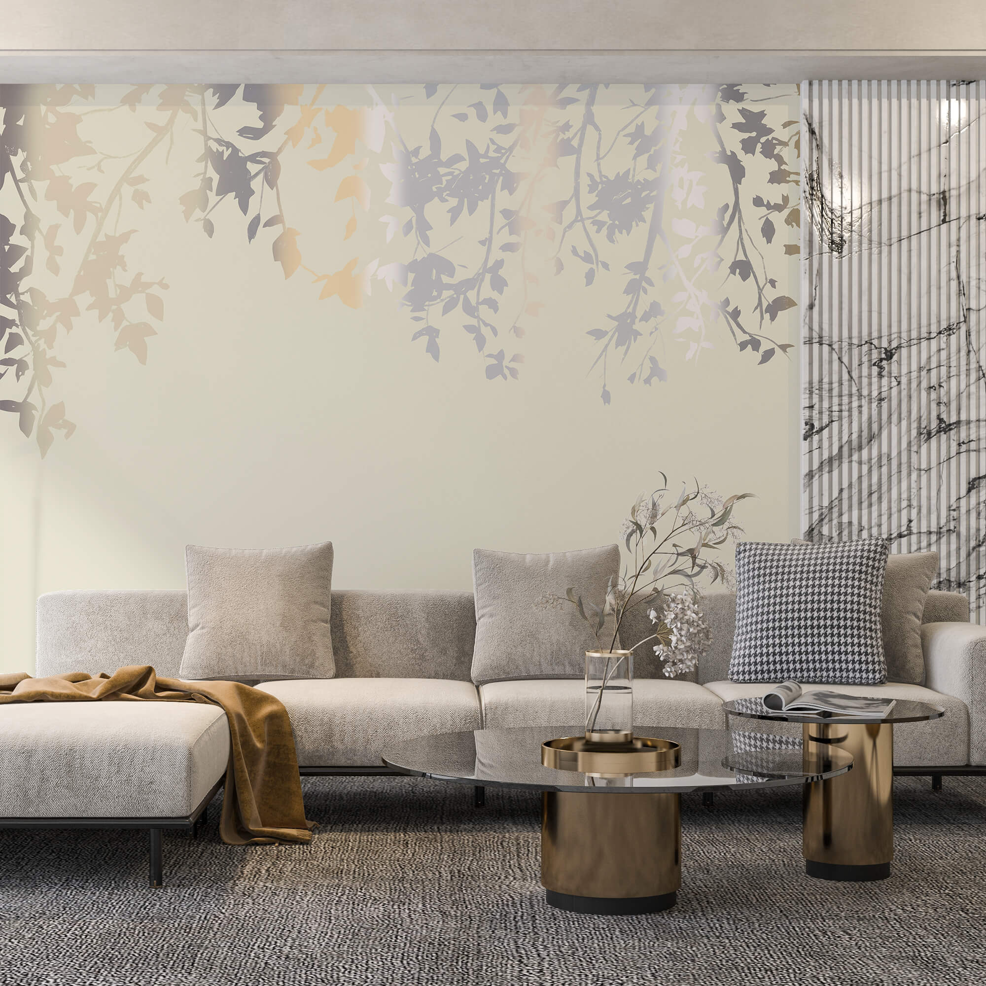 Galhos de árvores com folhas