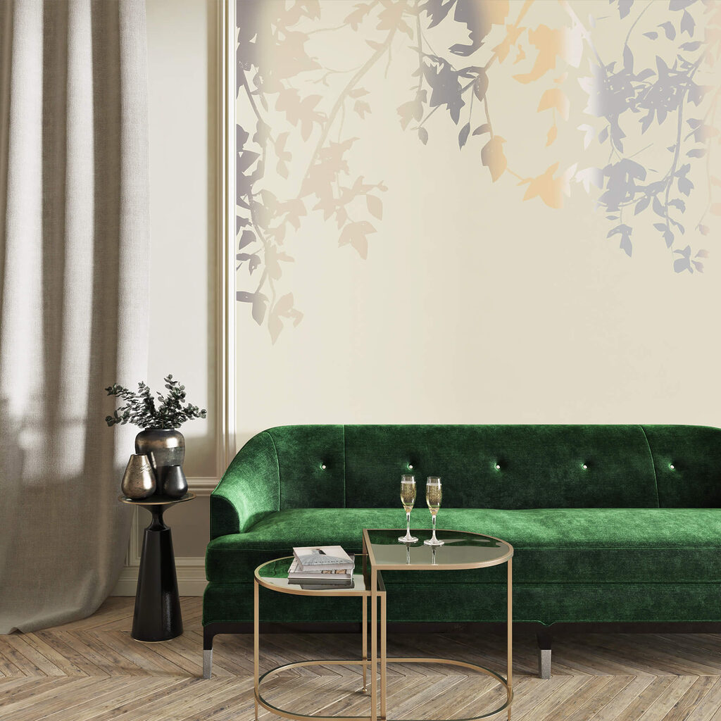 Galhos de árvores com folhas