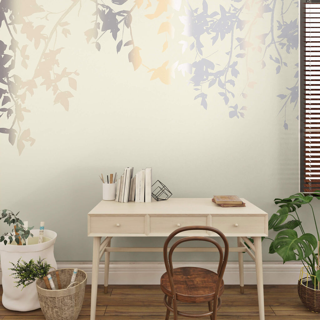 Galhos de árvores com folhas