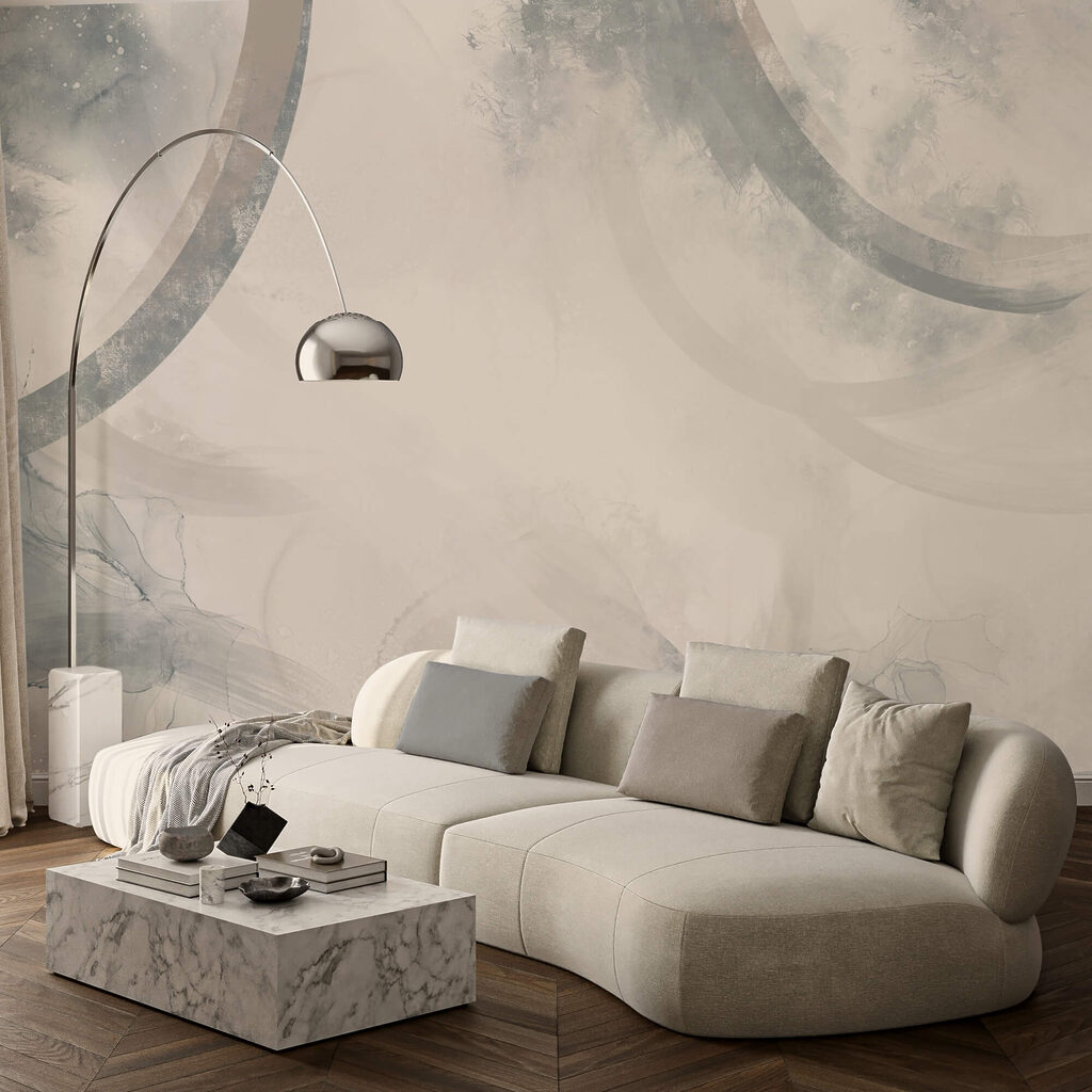 Fundo branco e cinza com círculos pretos e brancos