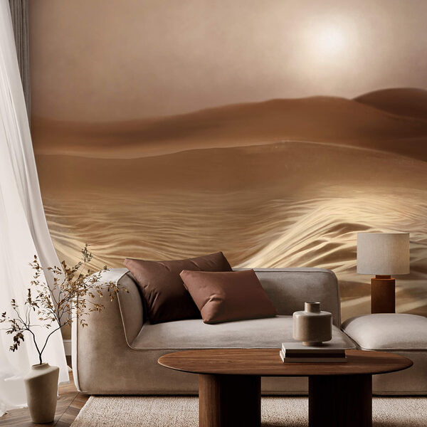 Deserto com ondas e sol