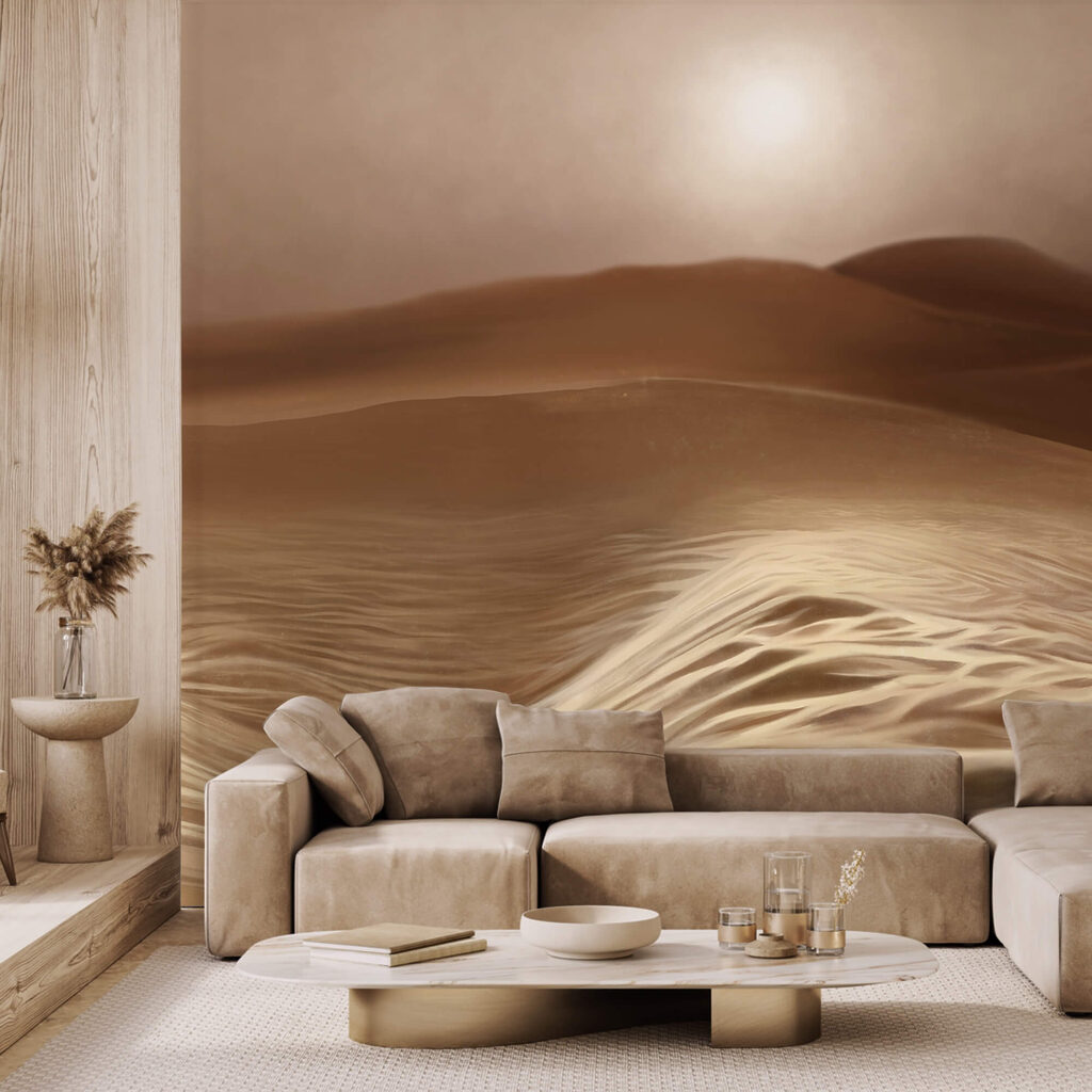 Deserto com ondas e sol