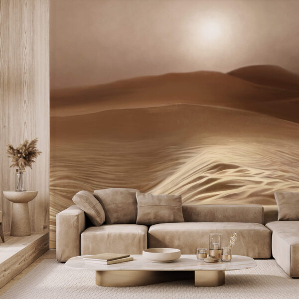 Deserto com ondas e sol