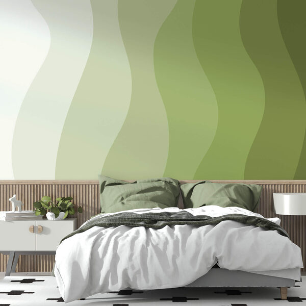 Linhas onduladas verdes e brancas