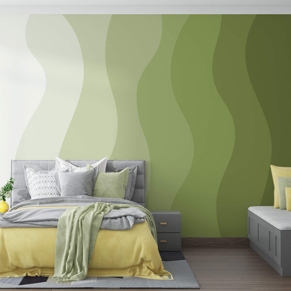 Linhas onduladas verdes e brancas