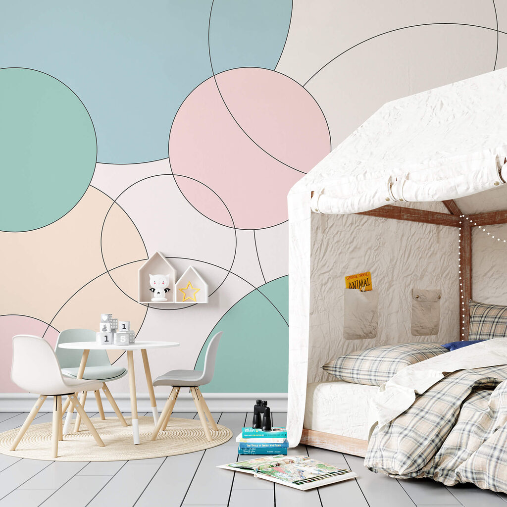 Padrão de círculos e folhas