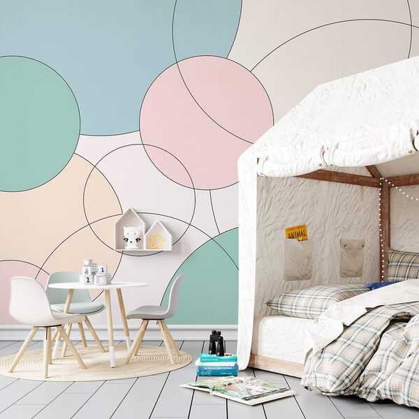 Papel de parede Papel de parede Padrão de círculos e folhas (REF: t00373v1)