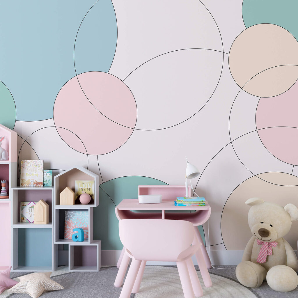 Padrão de círculos e folhas