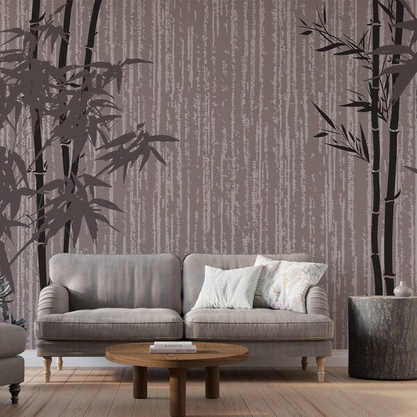 Árvores de bambu numa parede