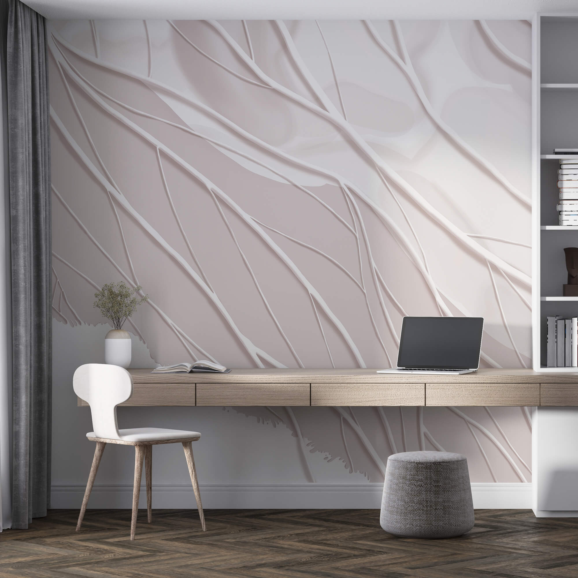 Linhas brancas numa superfície branca