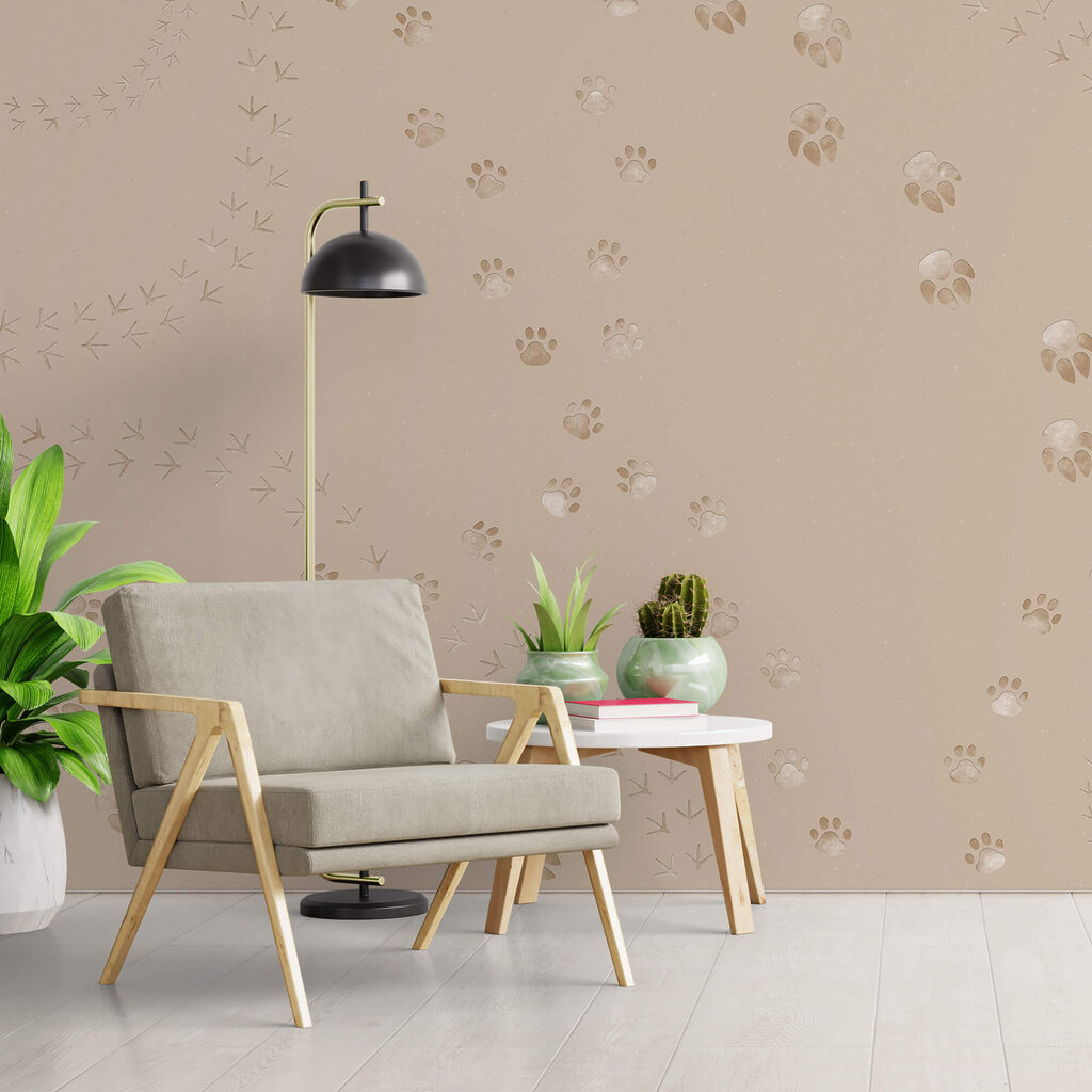 Padrão de pegadas e pássaros