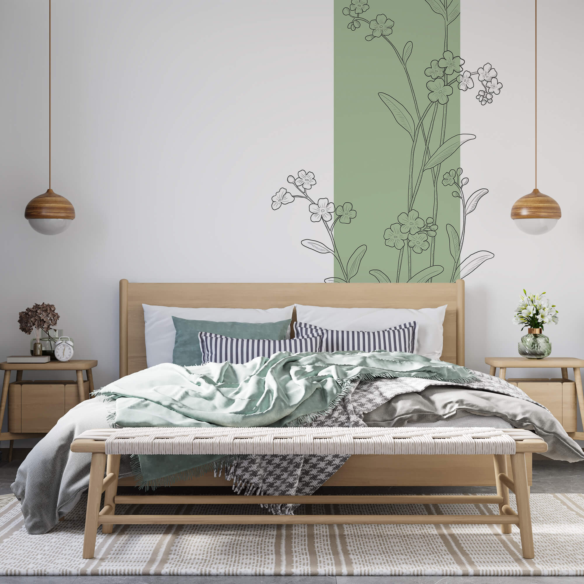 Desenho de flores e folhas