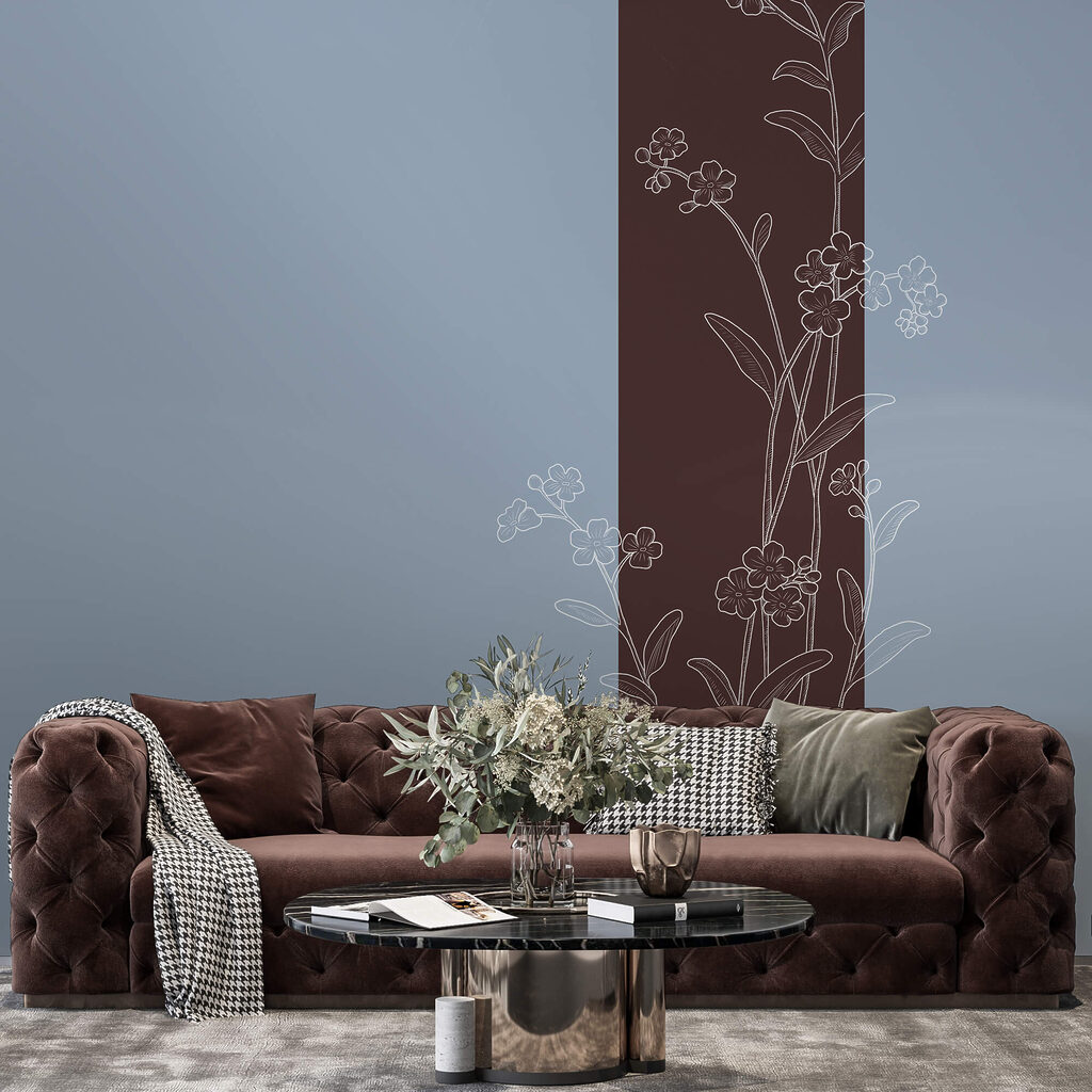 Flores elegantes sobre um fundo de dois tons