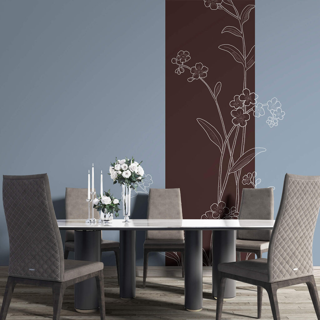 Flores elegantes sobre um fundo de dois tons