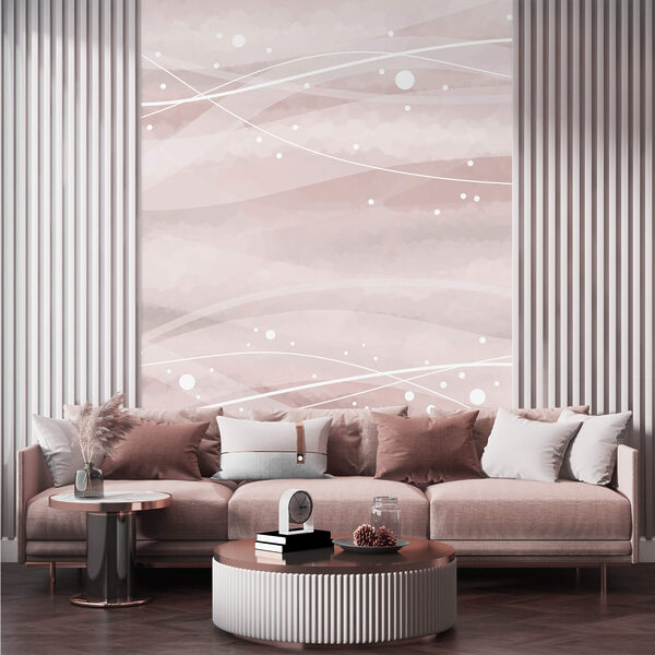 Linhas brancas e pontos sobre fundo rosa