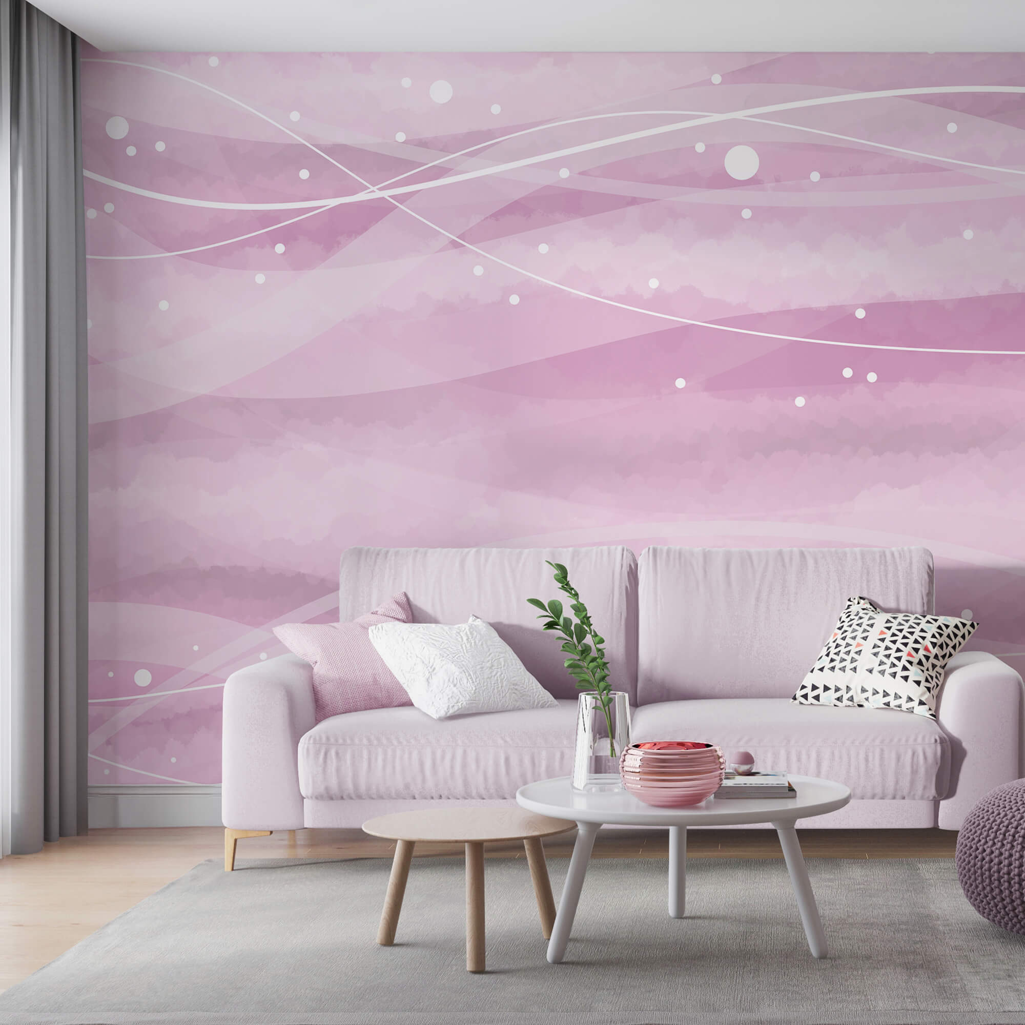 Fundo rosa com linhas e pontos brancos Fundo rosa com linhas e pontos brancos