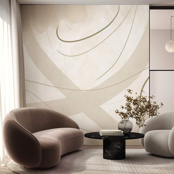 Fundo branco e marrom com linhas e curvas