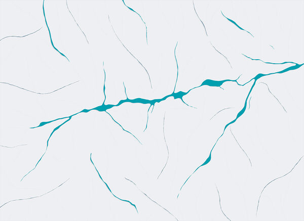 Blue lines on a white surface