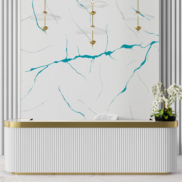 Linhas azuis sobre uma superfície branca